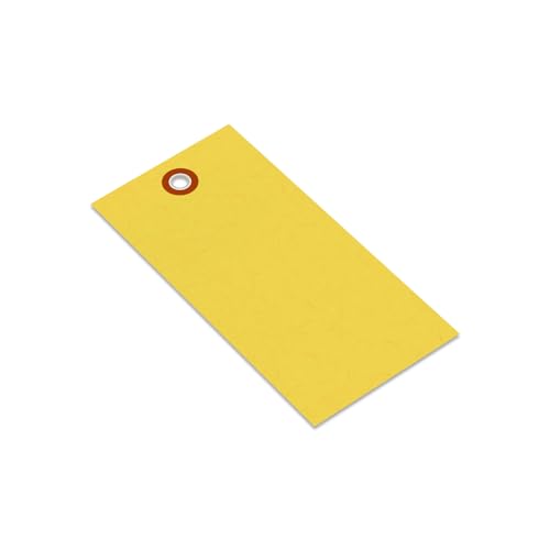 SmartSign (Pack of 1000) 4.75 x 2.375 inch “Yellow” Blank Tyvek Shipping Tags with Metal Eyelets, Size #5, 8 mil Thick Tyvek, Made in USA - color: Yellow - No Attachment, size: 4 3/4" x 2 3/8" - 1000 Tags