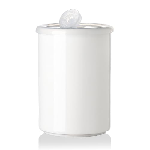 Sweejar Ceramic Food Storage Jar, Salt Container with Airtight Plastic Lid & Date Tracker, 28 Oz Kitchen Canisters for Flour, Rice, Sugar, Coffee, Spices, Pantry Organization (White) - color: White, style: 28 Fl Oz (Plastic Lid)