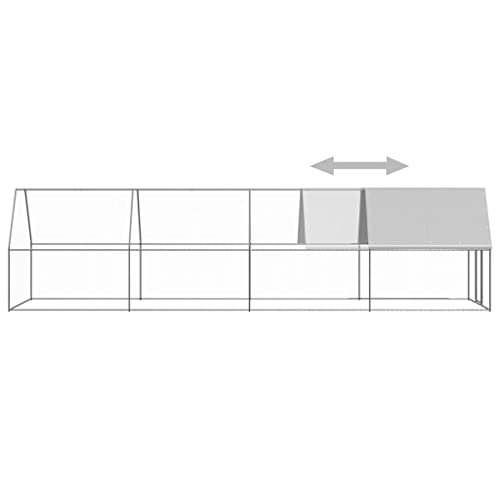 Outdoor Chicken Coop 6.6x26.2x6.6ft Galvanized Steel Aviary with Lockable Door Water-Resistant Roof for Hens Ducks Rabbits Small Animals - size: 6.6' x 26.2' x 6.6' (W x D x H)