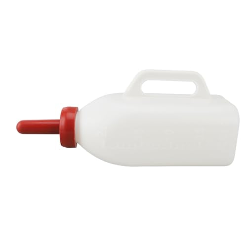 Keenso 2L Calf Milk Feeding Bottle, Thicken Leakproof Silicone Nipple Calf Nursing Feeding Supplies with Handle, Safe and Reliable for Farm Pasture (Upright Milk Pot)