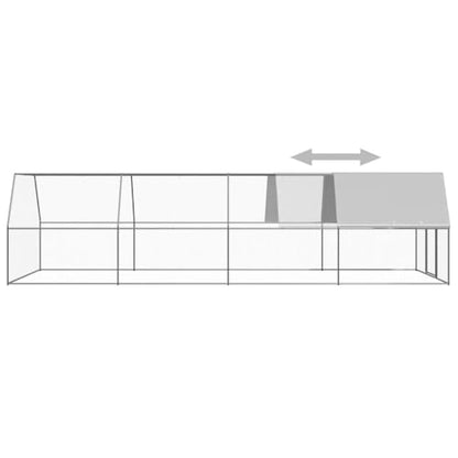 Outdoor Chicken Coop and Rabbit Hutch 9.8x26.2x6.6ft Galvanized Steel Cage with Lockable Door PE Roof for Ducks Hens Small Animals Aviary Enclosure - size: 9.8' x 26.2' x 6.6' (W x D x H)