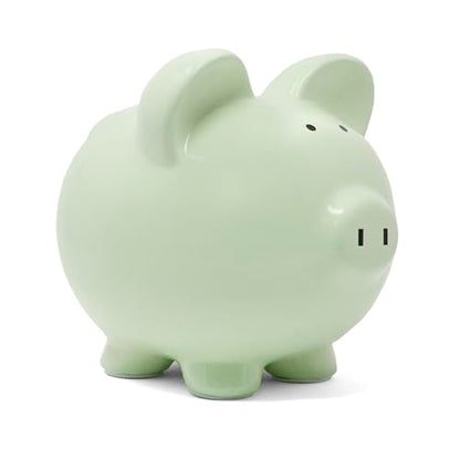 Child to Cherish Ceramic Piggy Bank, Green - color: Green