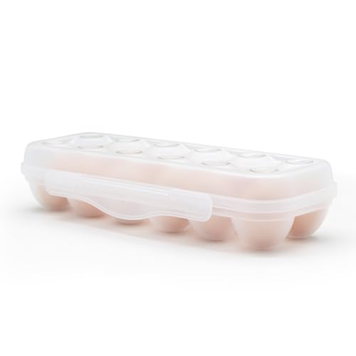 Egg Holder for Fridge, Egg Organizer for Refrigerator, Portable Egg Tray with Lid, Stackable Egg Storage with Safety Buckle (1)