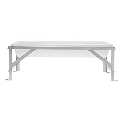 39.4" Long Feeding Trough, 9.3 Gal Livestock Trough Galvanized Sheet Feeder Trough for Horse Goat Sheep Cattle Cow Alpaca (White) - color: White