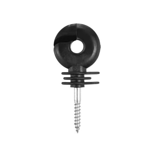 Electric Fencing Ring Insulators 100Pcs Screw-in Wood Post Screw Insulation Angled Slot Fence Ring Insulator Electric Fencing Insulators(Black) - color: Black