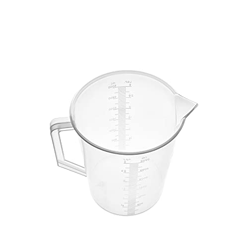 Aicosineg Measuring Cups 3000ml Plastic Graduated Cup PP Graduated Beaker Clear Scale Cup Liquid Measuring Mixing Cup Graduated Plastic Measuring Cup with Handle and Spout for Lab Kitchen Transparent