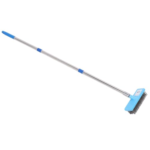 Zerone Heavy Duty Steel Wire Broom, 30cm Plastic Head Stainless Steel Handle Outdoor Floor Scrub Brush with Extended Pole, for Patios Decks Gardens Concrete Garages (120cm) - size: 120cm