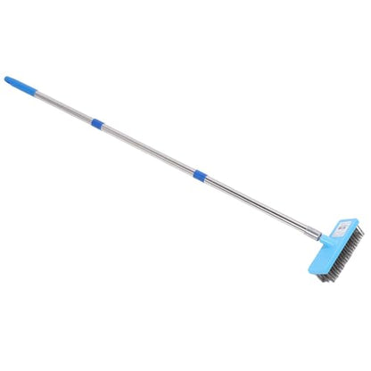 Zerone Heavy Duty Steel Wire Broom, 30cm Plastic Head Stainless Steel Handle Outdoor Floor Scrub Brush with Extended Pole, for Patios Decks Gardens Concrete Garages (120cm) - size: 120cm