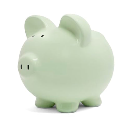 Child to Cherish Ceramic Piggy Bank, Green - color: Green