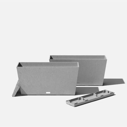 Veradek Midori Long Trough Planter (Light Grey, 31 inch - 2 Pack with 2 Saucer Trays) - color: Gray, size: 31 inch - 2 pack with saucers