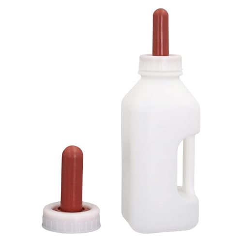 Screw Nipple Calf Feeding Device 2 Quart, Calf Feeding Bottle with Rubber Nipple & Cap, Handle Milk Pot Feeding Supplies