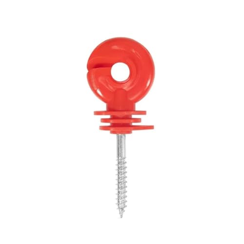 Electric Fencing Ring Insulators 100Pcs Screw-in Wood Post Screw Insulation Angled Slot Fence Ring Insulator Electric Fencing Insulators(Red) - color: Red