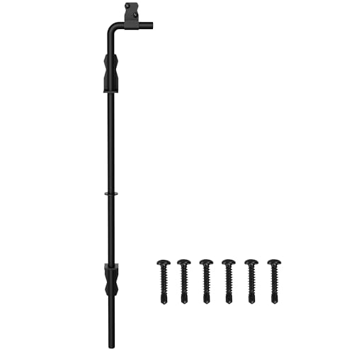 Sdstone 24 Inch Heavy Duty Cane Bolt Gate Drop Rod,Gate Ground Latch Hardware for Wooden Fences,Metal Gates Doors Stopper for Gate Ground (Black Finish,1 Pack) - size: 24 Inch