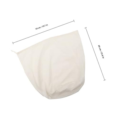 Cotton Nut Milk Filter Bag Large Mesh Drawstring Brew Bag Food Grade Soy Milk and Wine Filter Pouch Cylindrical 50×60cm for Brewing and Straining