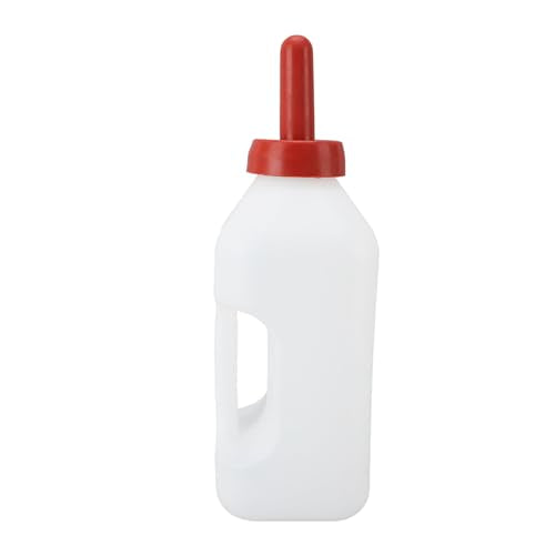 Rengue Calf Feeding Bottle, 2 Quart Thick Design Leakproof Nonslip Silicone Nipple, with Handle for Easy Feeding, Small (Horizontal Milk Pot)