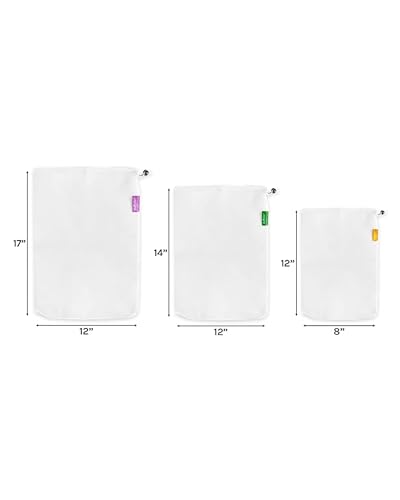 purifyou Premium Reusable Nut Milk Bags - Set of 3 (80, 160, 200 microns), Cold Brew Bags and Cheese Cloths, For Straining Tea and Fruit Juice, Reusable Shopping Bag and Produce Storage