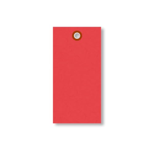 SmartSign (Pack of 100) 4.75 x 2.375 inch “Red” Blank Tyvek Shipping Tags with Metal Eyelets, Size #5, 8 mil Thick Tyvek, Made in USA - color: Red - No Attachment, size: 4 3/4" x 2 3/8" - 100 Tags