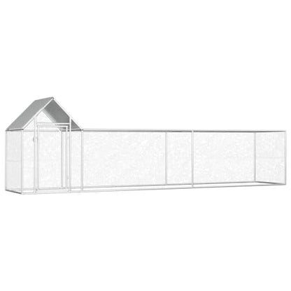 Galvanized Steel Animal Enclosure Chicken Coop Rabbit Hutch Duck Cage 16.4'x3.3'x4.9' Silver with Lockable Door Water-Resistant Roof for Outdoor Poultry Birds Small Animals - size: 16.4' x 3.3' x 4.9' (W x D x H)