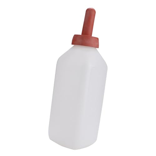 2L Calf Feeding Milk Bottle for Weaning Calves, Premium Plastic, Detachable Nipple, White, 1 Bottle + 1 Nipple for Calves