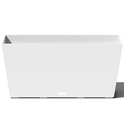 Veradek Pure Series Midori Trough Planter - Large Rectangular Planter for Indoor or Outdoor Deck/Porch | Durable All-Weather Use with Drainage Holes | Modern Decor for Shrubs, Flowers, Small Plants - color: White, size: 31 inch