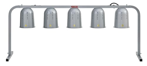 Kratos Commercial Food Warmer, Freestanding Heat Lamp, Five Bulbs, Adjustable Height, Silver, 120V, 1250W (31M-009) - size: 5 Bulb-Silver