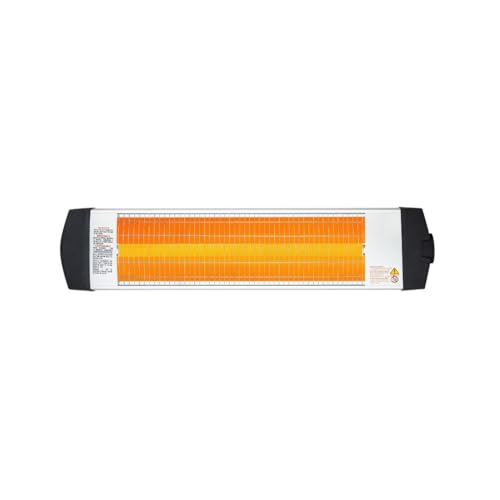Econat 1500W Infrared Heater, Wall or Ceiling Mount, Indoor/Outdoor Electric Patio Heater, Adjustable Thermostat, Silver