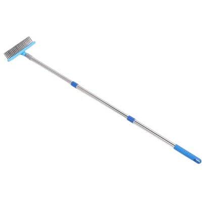 Zerone Heavy Duty Steel Wire Broom, 30cm Plastic Head Stainless Steel Handle Outdoor Floor Scrub Brush with Extended Pole, for Patios Decks Gardens Concrete Garages (120cm) - size: 120cm