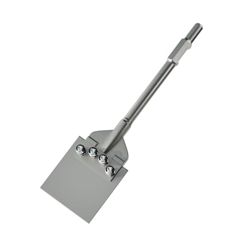 65A Shank 6 Inch Wide Floor Scraper Chisel Bit - 24" Long Alloy Steel Jack Hammer Drill Bit Blade Scraper, Spring-loaded Bolt Reinforcement, Removal Tools for Tile Thinset Hardwood Adhesive - style: 65A Shank (Spring-loaded Bolt Reinforcement)