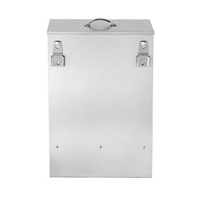 Galvanized Chicken Feeder 30lbs Capacity, Weatherproof Steel Poultry Feeders No Waste, Rat Proof Hanging Chicken Feeder with Lid, Outdoor Coop Food Dispenser for Chicken and Rabbits, Silver