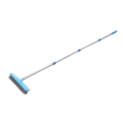 Zerone Heavy Duty Steel Wire Broom, 30cm Plastic Head Stainless Steel Handle Outdoor Floor Scrub Brush with Extended Pole, for Patios Decks Gardens Concrete Garages (160cm) - size: 160cm