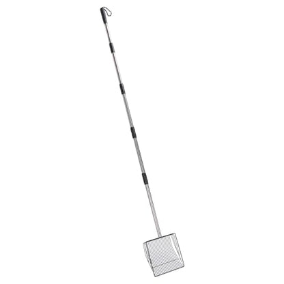 Extended Handle Litter Scoop, Stainless Steel Non Stick Pet Poop Shovel with Retractable Design, Heavy Duty Manure Scooper for Chicken Coops and Livestock