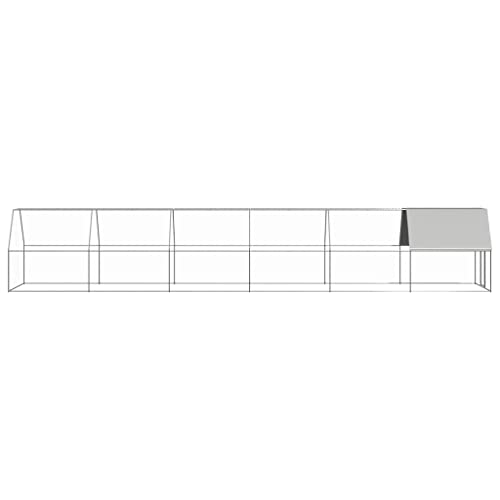 Galvanized Steel Outdoor Chicken Coop 6.6'x39.4'x6.6' Large Aviary Cage with Lockable Gate for Hens Ducks Rabbits Small Animals - size: 6.6' x 39.4' x 6.6' (W x D x H)