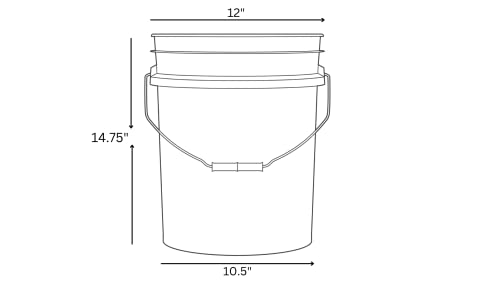 House Naturals 5 Gallon Made in USA Pail Food Grade Plastic Bucket with Screw on Air Tight Double Gasket Lid, (Pack of 3) (White Buckets -Green Lids)