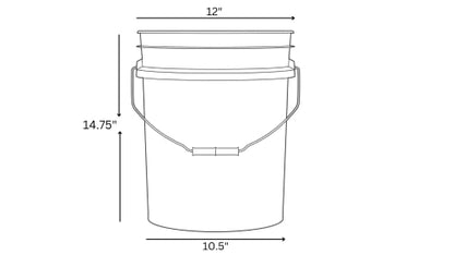 House Naturals 5 Gallon Made in USA Pail Food Grade Plastic Bucket with Screw on Air Tight Double Gasket Lid, (Pack of 3) (White Buckets -Green Lids)