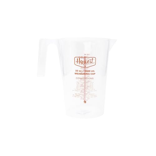 The Harvest Company 1000ml Calibrated Measuring Cup, Milliliters and Ounces, Clear Plastic with Spout for Mixing and Measuring Fertilizers, Pesticides and More - size: 1000ml