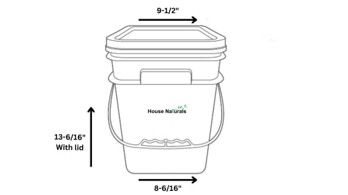 House Naturals 4 Gallon Square Food Grade Bucket Pail with Plastic Handles and Lid (Pack of 3) Made in USA containers (Black) - color: Black