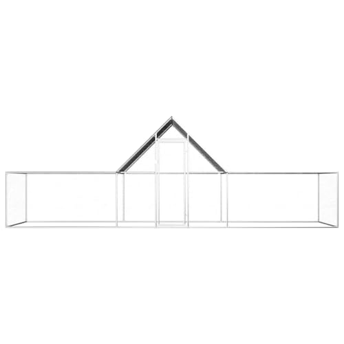 Galvanized Steel Chicken Coop 19.7x6.6x6.6ft Water-Resistant Roof Durable Animal Hutch for Hens Ducks Rabbits Outdoor Indoor Use Silver - size: 19.7' x 6.6' x 6.6' (W x D x H)