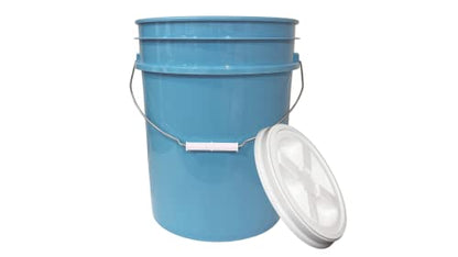 House Naturals 5 Gallon Food Grade BPA Free Bucket Pail with Air Tight Double Gasket Screw on Lid (Pack of 2) Light Blue and Green containers with White lids