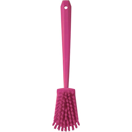 Vikan 2 3/4 in W Scrub Brush, Stiff, 11 51/64 in L Handle, 4 1/2 in L Brush, Pink, Plastic 41861-1 Each - color: Pink