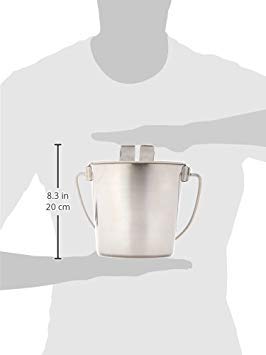 Indipets Heavy Duty Stainless Steel Flat Sided Pail with Hooks - 1 Quart - Lays Flat Against Dog Kennel, Crate or Fence - size: 1 Quart
