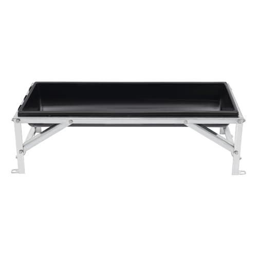Livestock Feed Trough, 35L/9.25Gal Large Capacity Horse Feeder Goat Water Trough with Galvanized Steel Stand & 39" Long Detachable Trough for Calves Sheep Horses Alpacas Goats (Black) - color: Black