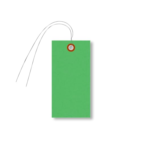 SmartSign Green Shipping Tags with Wire, Size #5, Pack of 1000 | 4 3/4" x 2 3/8" - color: Green - Metal Wires, size: 4 3/4" x 2 3/8" - 1000 Tags
