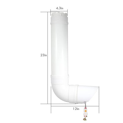 Kalakey Automatic Chicken Feeder, Hanging PVC Tube Chicken Coop Feeder with Chew Toy Bell, Holds 6lbs Feed for Hens Chicks, Grit and Oyster Shell Feeder
