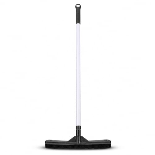ForPro Premium FurBeGone Rubber Broom, Pet Hair Remover for All Floor Types, 12” Electrostatic Rubber Bristles, 50” Adjustable Telescopic Handle, Heavy Duty Floor & Salon Hair Broom
