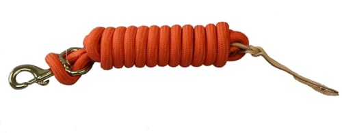 AJ Tack 9 Foot Nylon Lead Rope with Leather Popper - color: Orange