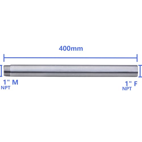 CONSTELLAR 304 Stainless Steel Pipe Nipple - 1" NPT Male x 1" NPT Female Threaded Fitting, 16 Inch (400mm) Length 3mm Wall Thickness Heavy Duty Seamless Pipe Nipple for Water Gas Oil fluid (1 Pack) - size: 1" NPT Male x 1" NPT Female, style: 400mm (16 inc