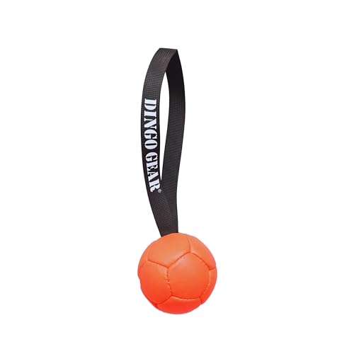Dingo Gear Dog Ball with 1 Handle, Faux Leather, Orange 3in - color: Orange Ball, size: 3"
