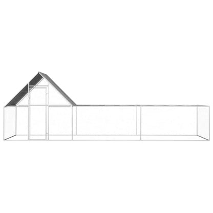 Galvanized Steel Chicken Coop 19.7'x6.6'x6.6' Silver Outdoor Poultry House with Water-Resistant Roof for Hens Ducks Rabbits - size: 19.7' x 6.6' x 6.6' (W x D x H)