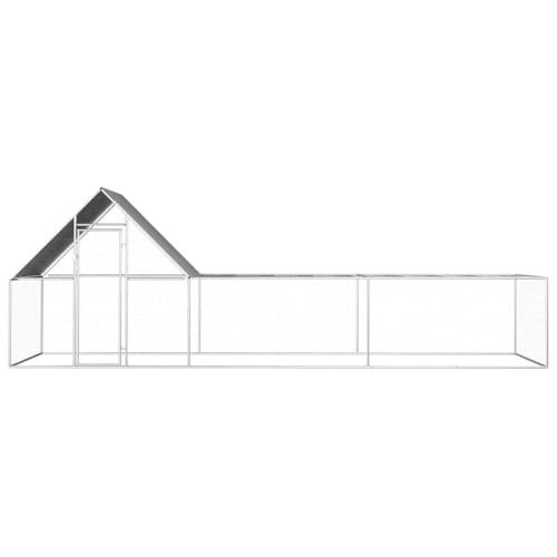 Galvanized Steel Chicken Coop Outdoor 19.7x6.6x6.6ft Silver Large Poultry House with Lockable Door & Water-Resistant Roof for Hens Ducks Rabbits - size: 19.7' x 6.6' x 6.6' (W x D x H)