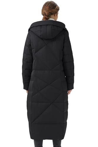 Orolay Women's Long Maxi Down Coat with Hood - 700 Fill Power RDS Certified Winter Puffer Jacket - color: Black, size: Medium
